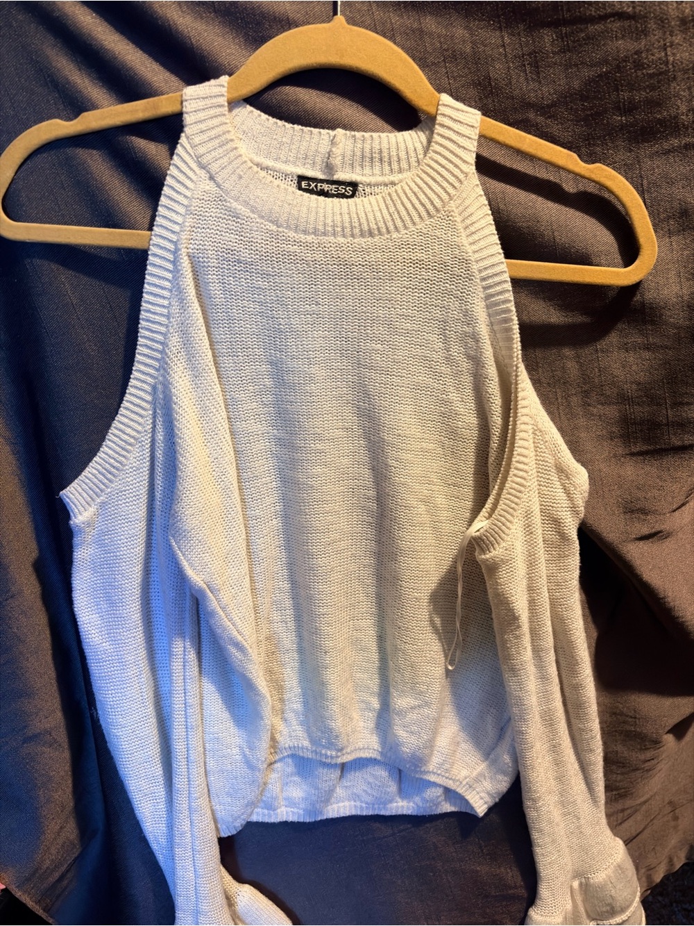 Express Cream Cold-Shoulder Sweater Tank